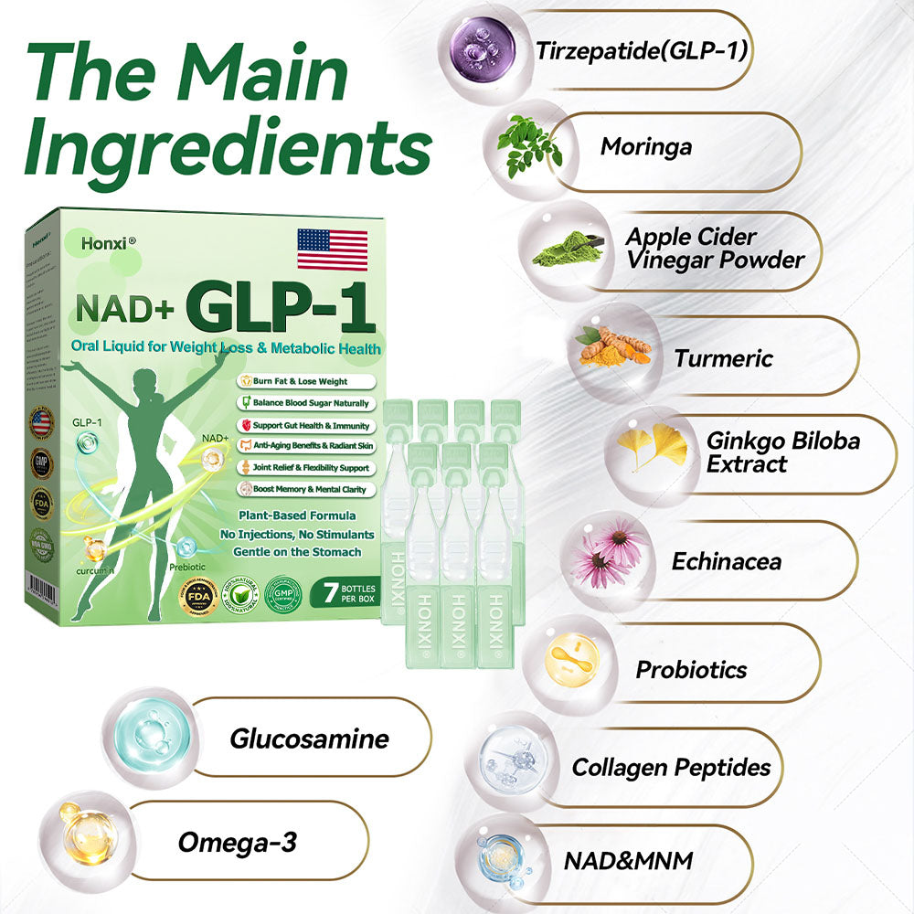 Authorized Store| Honxi® NAD+ GLP-1 Oral Liquid for Weight Loss & Metabolic Health (Just once a day, visible changes in 7 days) ✅ For obesity, cardiovascular health, diabetes, sleep apnea, gut health, joint issues, and more
