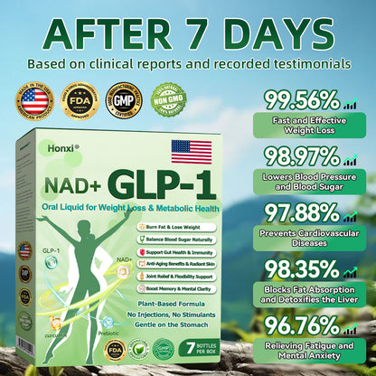 Authorized Store| Honxi® NAD+ GLP-1 Oral Liquid for Weight Loss & Metabolic Health (Just once a day, visible changes in 7 days) ✅ For obesity, cardiovascular health, diabetes, sleep apnea, gut health, joint issues, and more