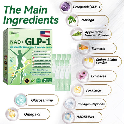 Authorized Store| Honxi® NAD+ GLP-1 Oral Liquid for Weight Loss & Metabolic Health (Just once a day, visible changes in 7 days) ✅ For obesity, cardiovascular health, diabetes, sleep apnea, gut health, joint issues, and more