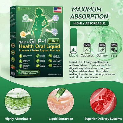 Official Store | HONXI® NAD+ GLP-1 9-in-1 Health Oral Liquid — Immune & Detox Support Formula